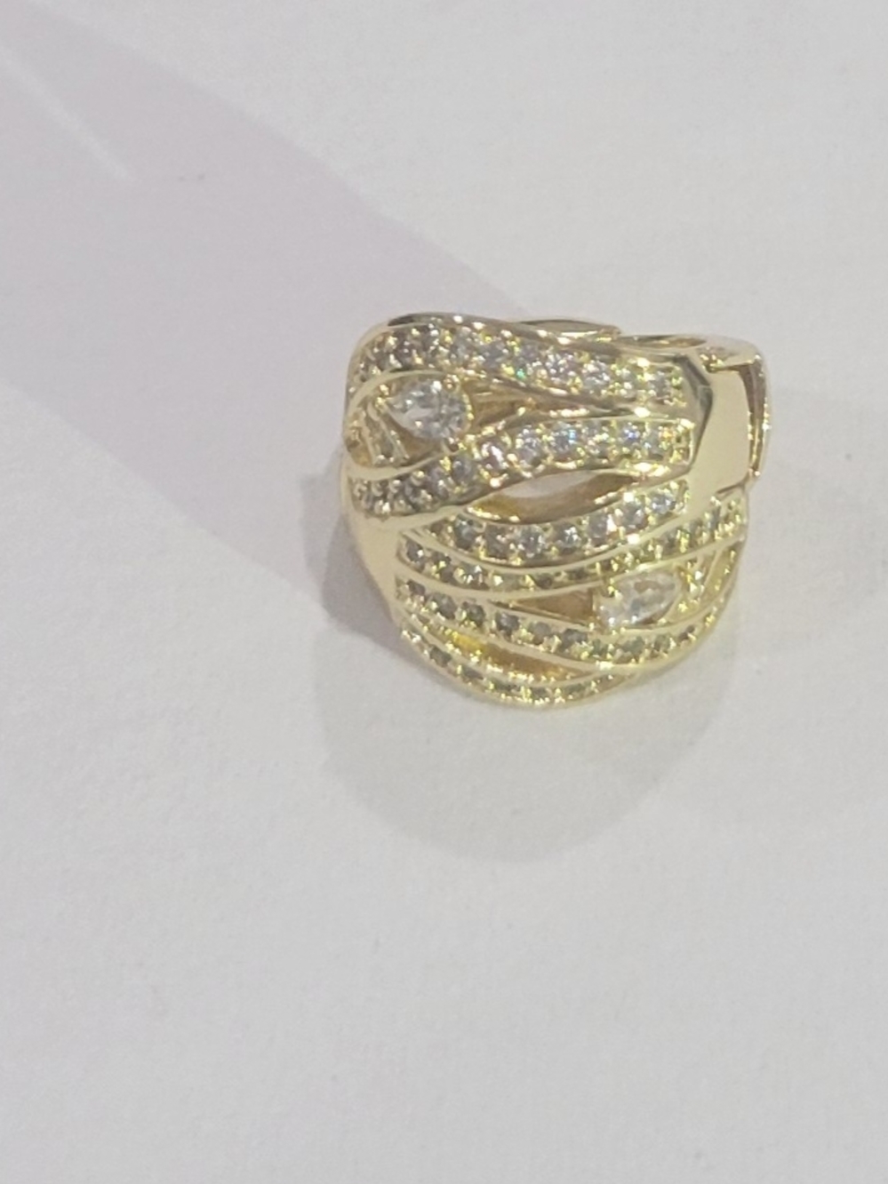 Gold-Tone Crystal Wave Dome Ring - Women's Jewelry